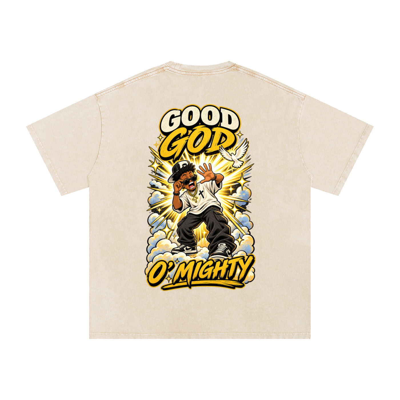 Snow Washed Oversized Cotton T-Shirt