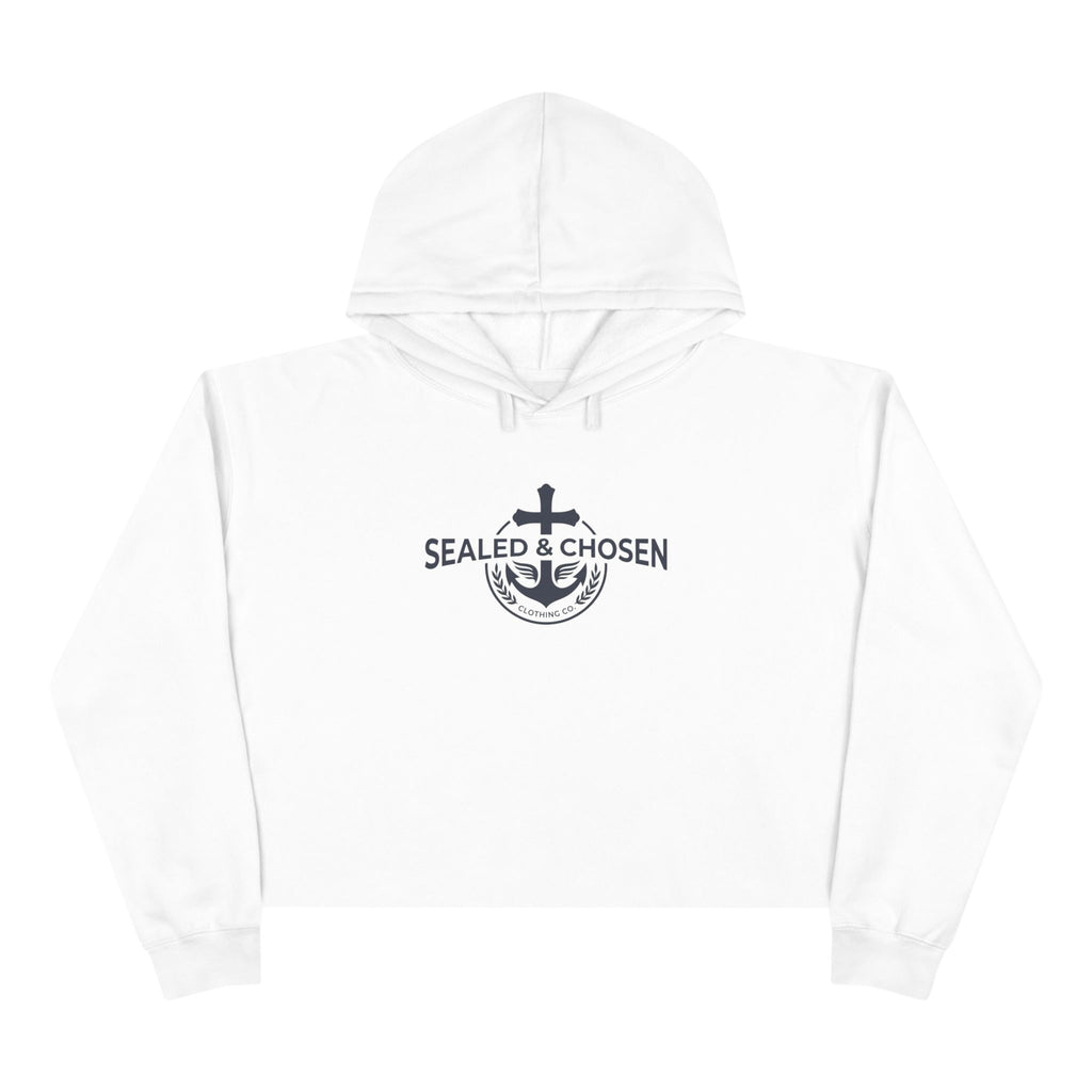 Christian Crop Hoodie — "Sealed & Chosen" Isaiah 54:17 Anchor Design