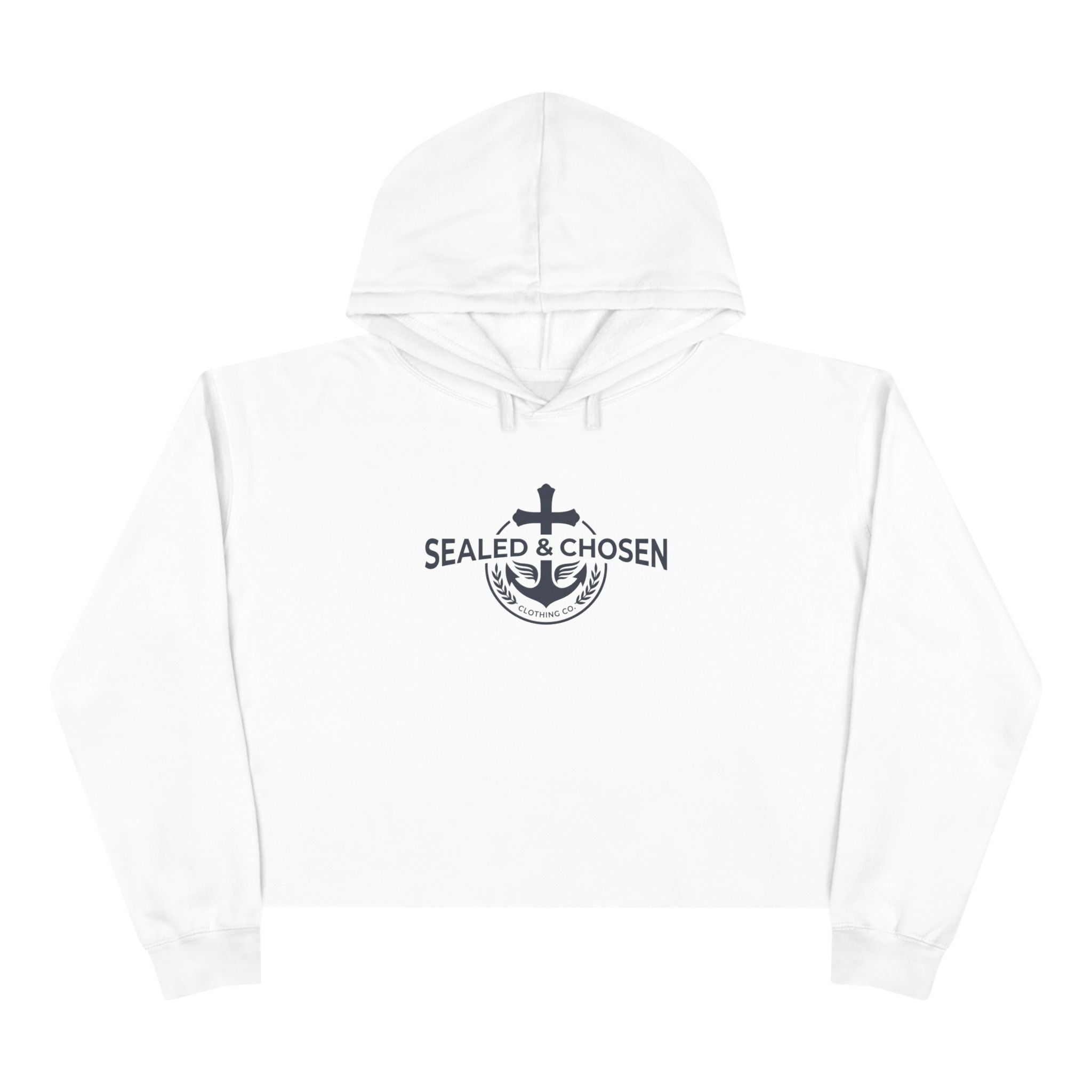 Christian Crop Hoodie — "Sealed & Chosen" Isaiah 54:17 Anchor Design