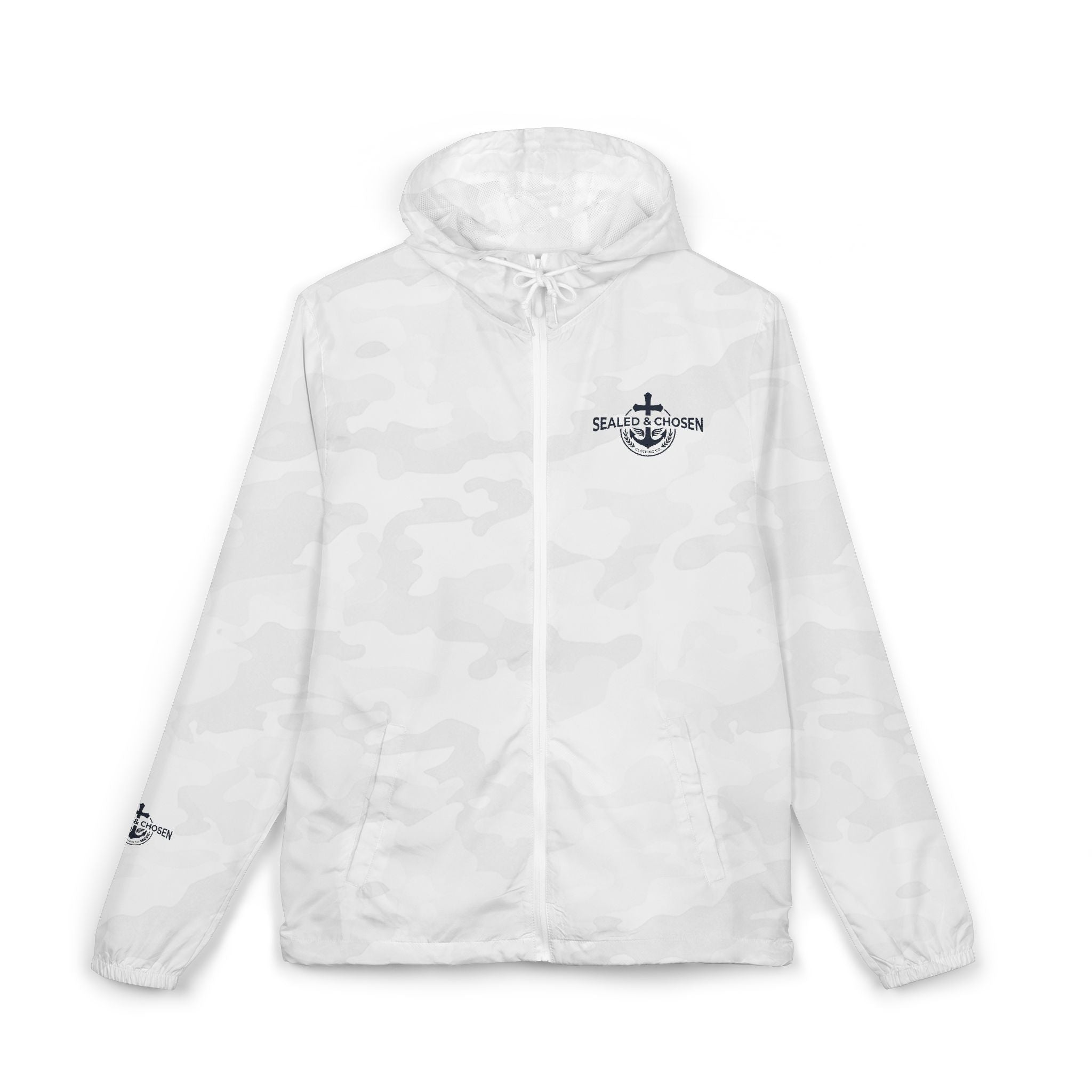 Windbreaker Jacket — White Camo ‘Salt & Siren’ Anchor Logo