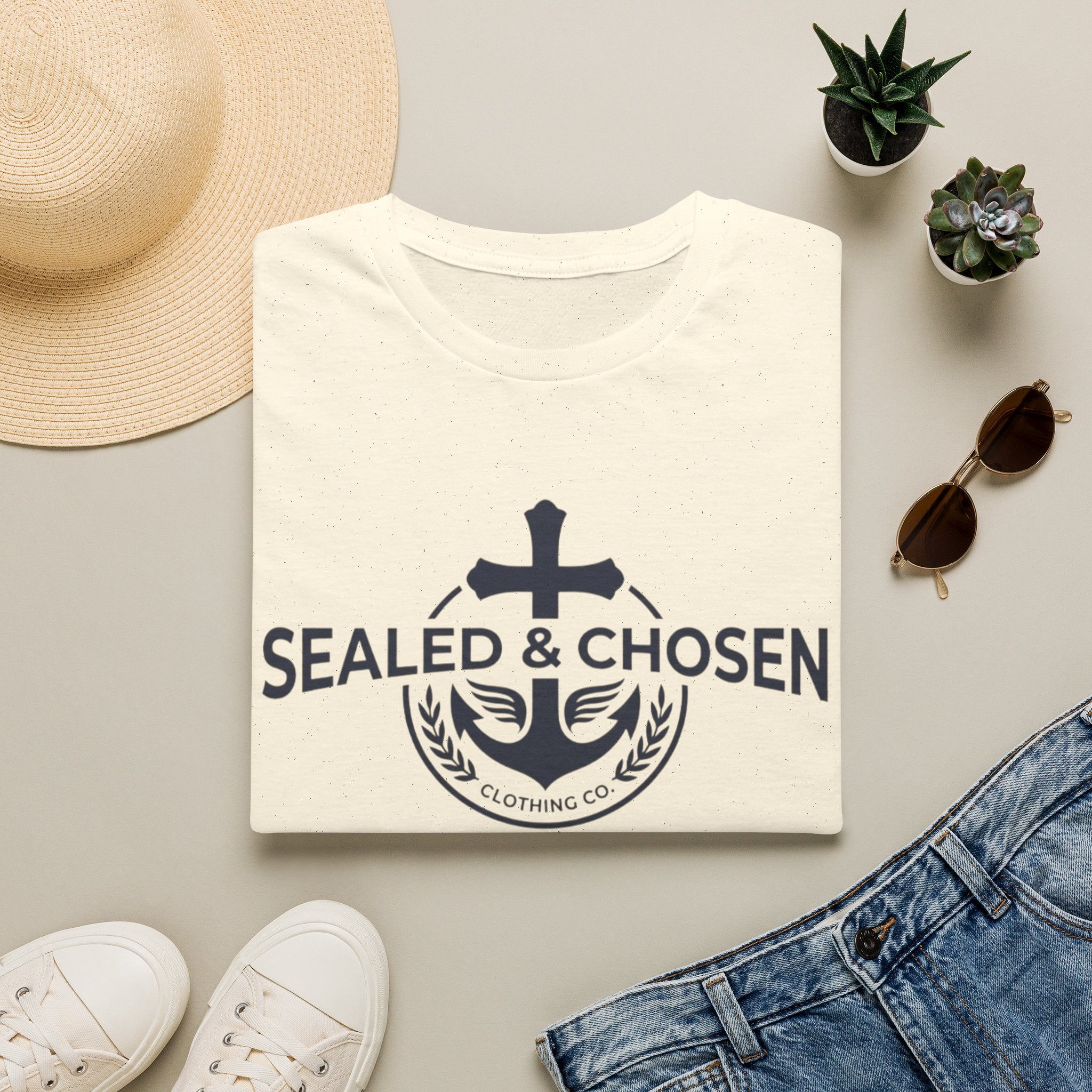Sealed & Chosen Anchor T-Shirt — Christian Faith Logo Tee