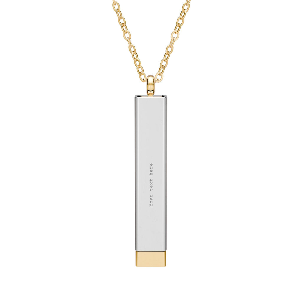 Sliding Bar Necklace — Hidden Message Engravable Pendant