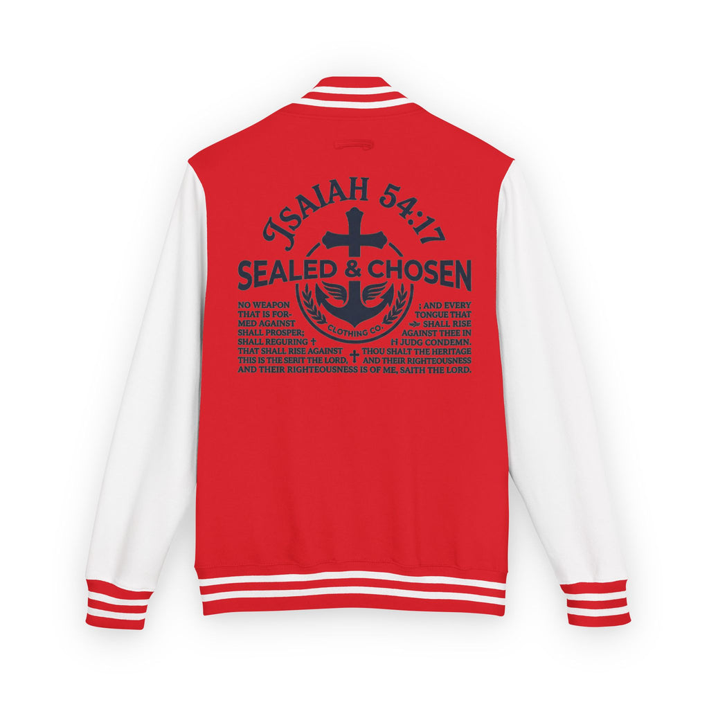 Isaiah 54:17 Varsity Letterman Jacket — Sealed & Chosen Faith Apparel