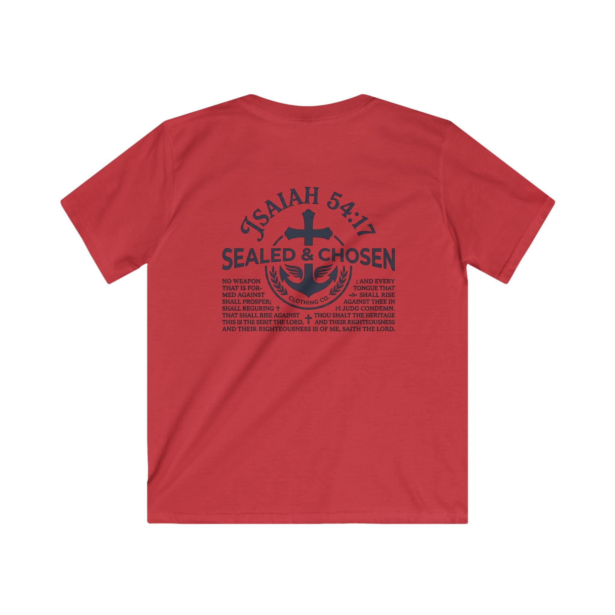 Kids Tee — "Sealed & Chosen" Christian Anchor Shirt (Isaiah 54:17)