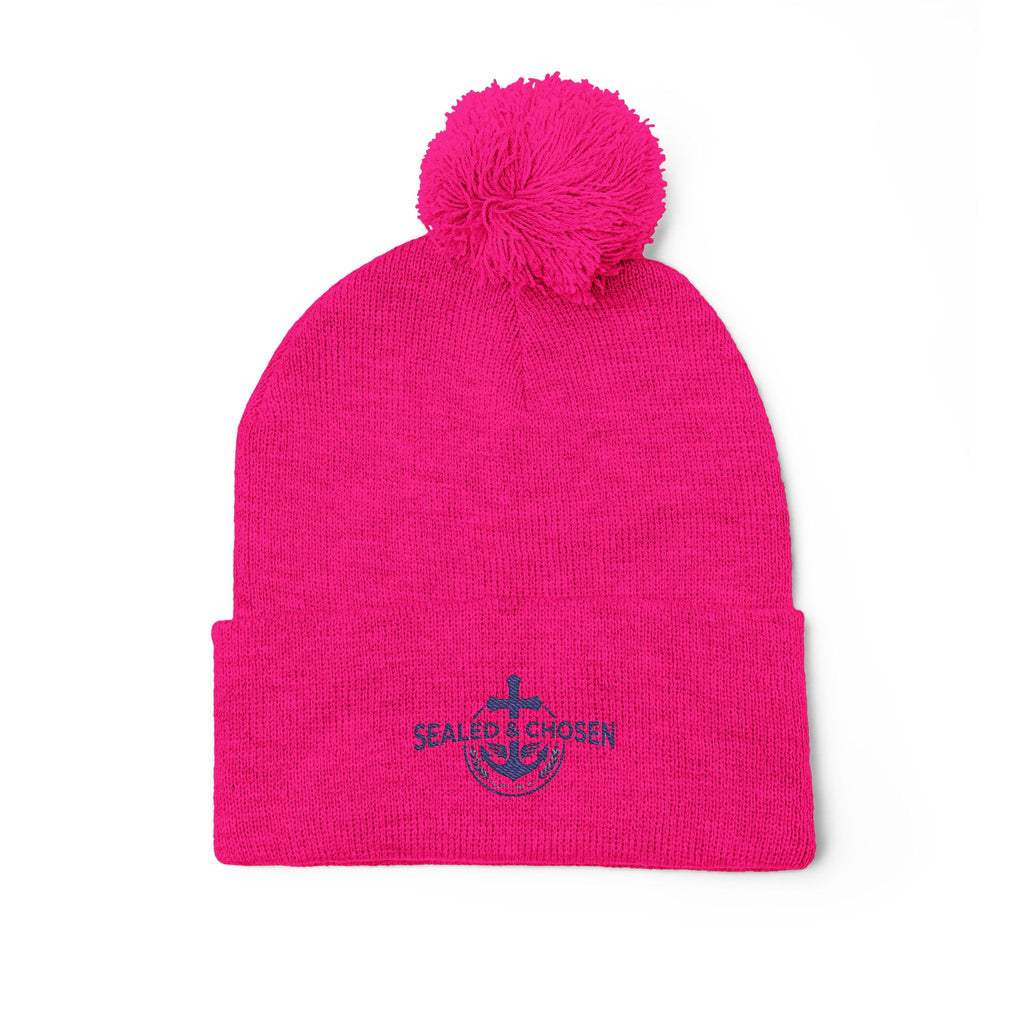 Embroidered Pom-Pom Knit Cap — 'SEALS CHOSEN' Anchor Logo