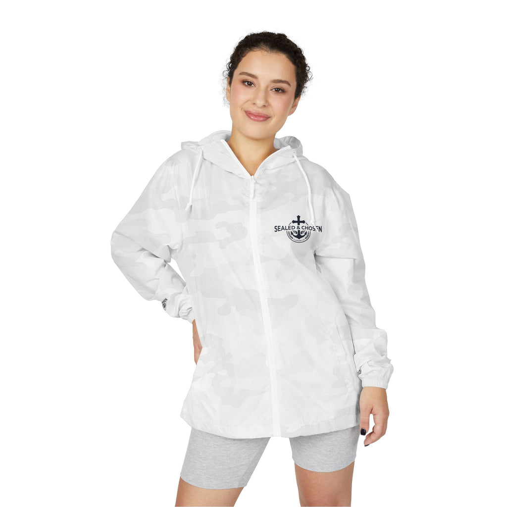 Windbreaker Jacket — White Camo ‘Salt & Siren’ Anchor Logo