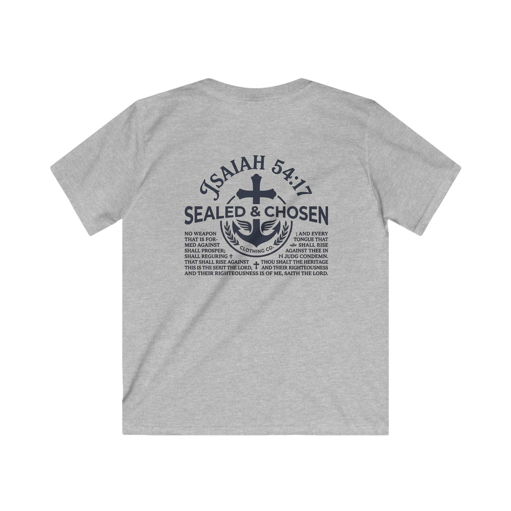 Kids Tee — "Sealed & Chosen" Christian Anchor Shirt (Isaiah 54:17)