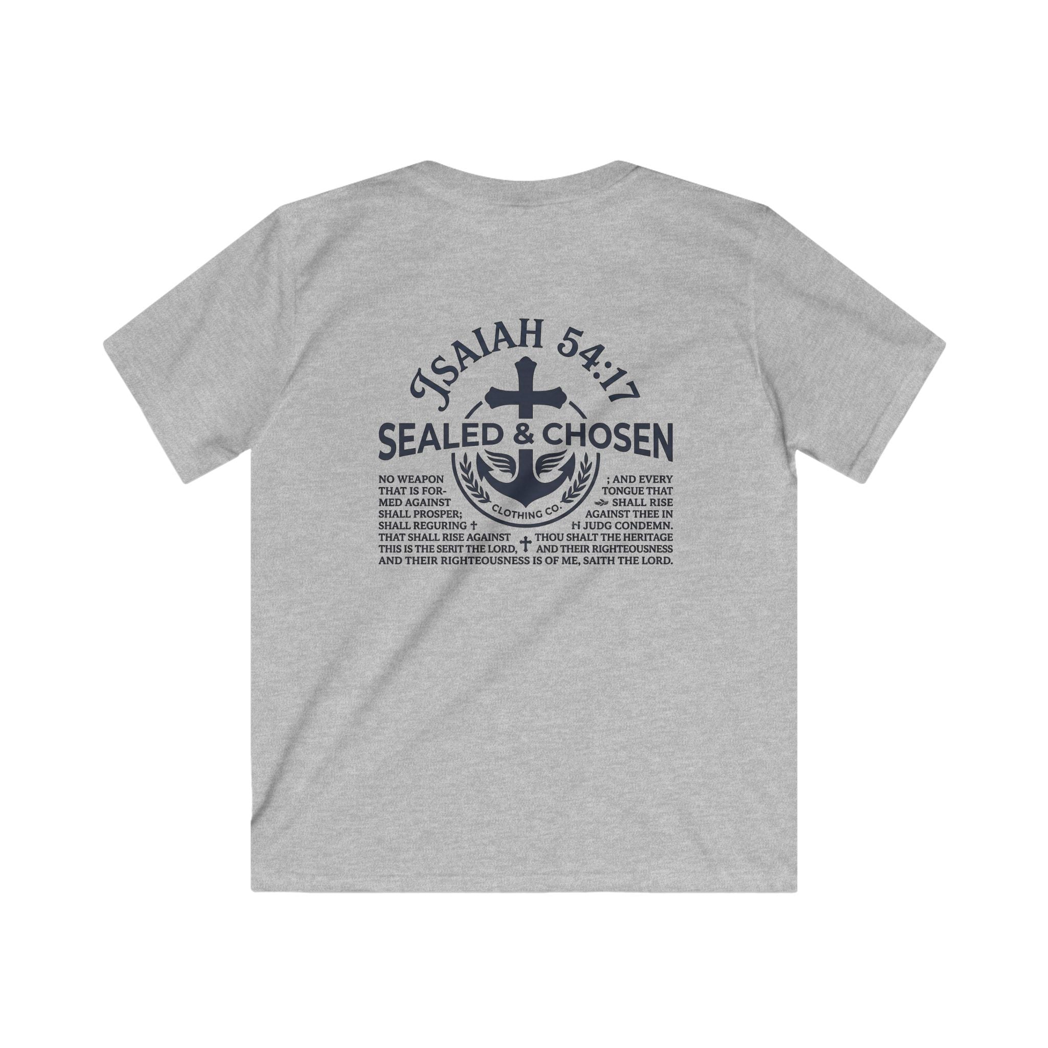 Kids Tee — "Sealed & Chosen" Christian Anchor Shirt (Isaiah 54:17)
