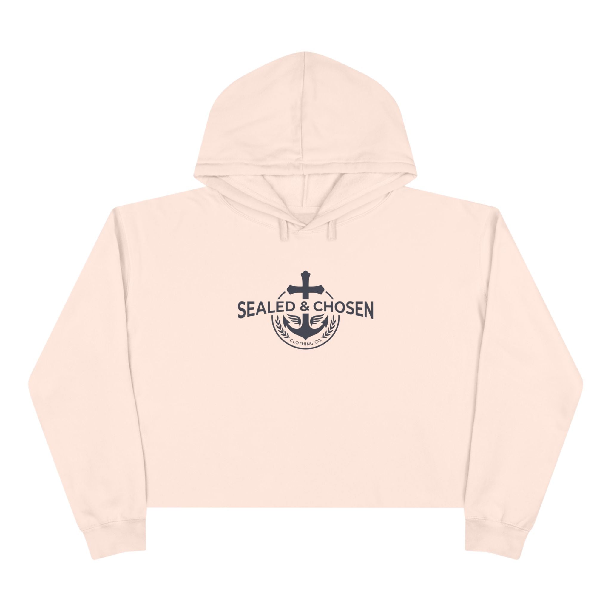 Christian Crop Hoodie — "Sealed & Chosen" Isaiah 54:17 Anchor Design