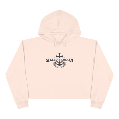 Christian Crop Hoodie — "Sealed & Chosen" Isaiah 54:17 Anchor Design