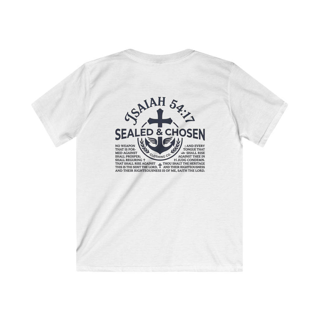Kids Tee — "Sealed & Chosen" Christian Anchor Shirt (Isaiah 54:17)