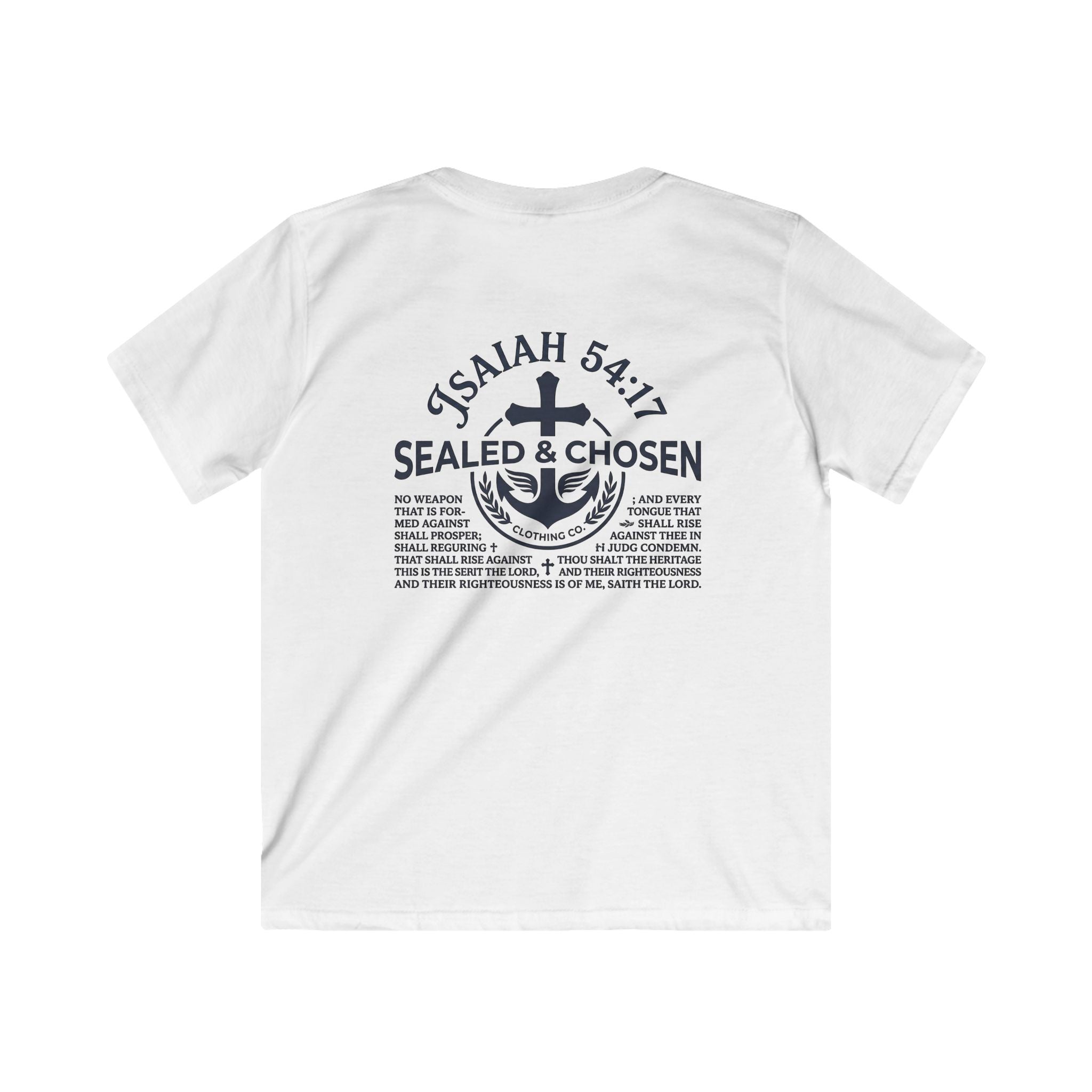 Kids Tee — "Sealed & Chosen" Christian Anchor Shirt (Isaiah 54:17)