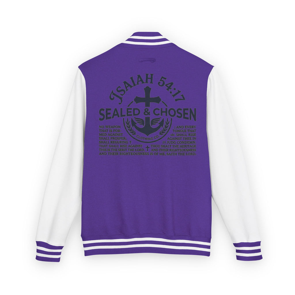 Isaiah 54:17 Varsity Letterman Jacket — Sealed & Chosen Faith Apparel