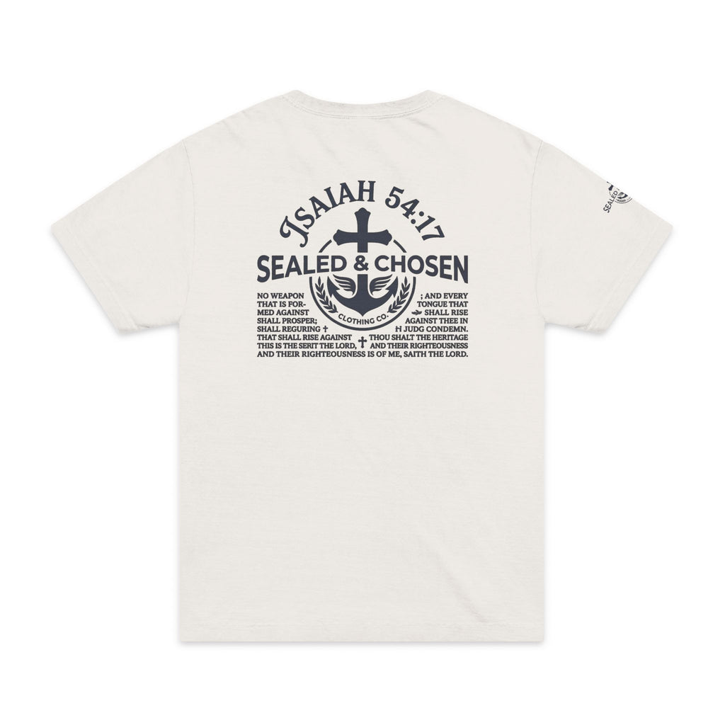 Isaiah 54:17 Oversized Tee — Sealed & Chosen Faith Graphic Shirt