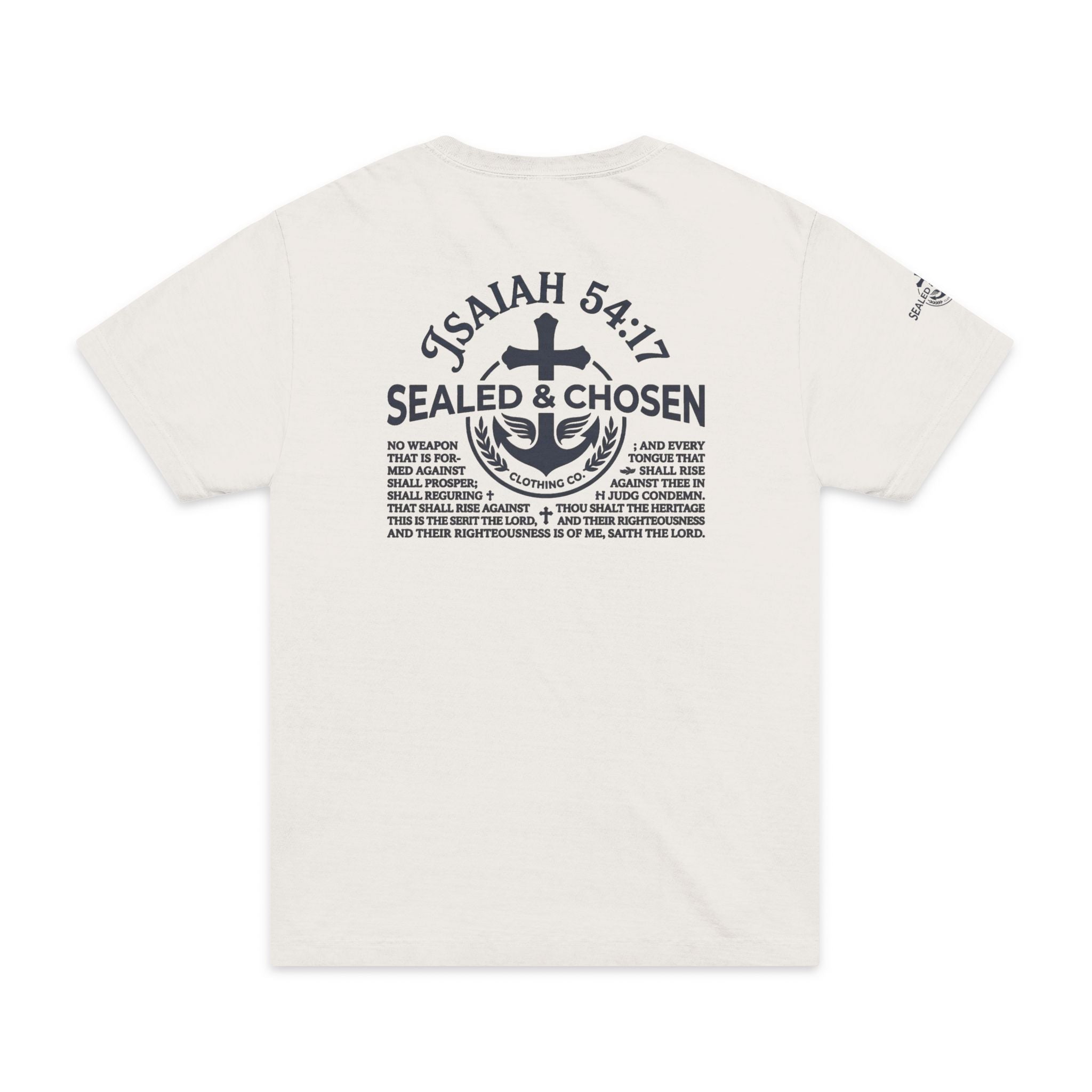 Isaiah 54:17 Oversized Tee — Sealed & Chosen Faith Graphic Shirt