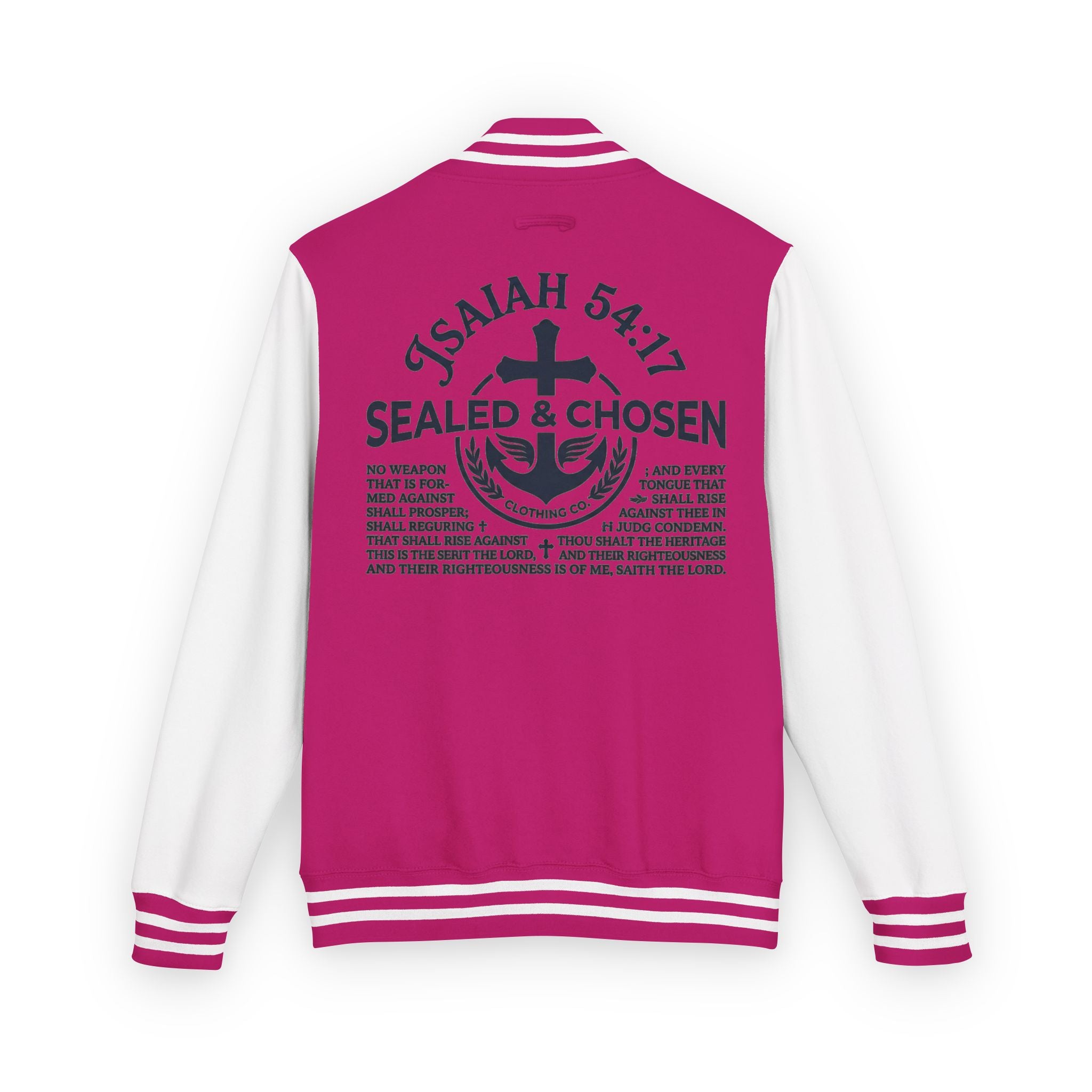 Isaiah 54:17 Varsity Letterman Jacket — Sealed & Chosen Faith Apparel