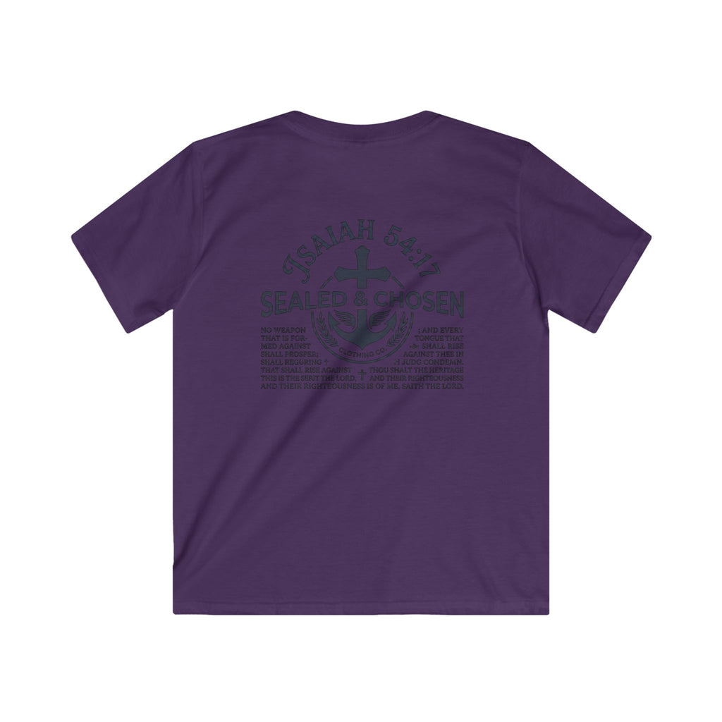 Kids Tee — "Sealed & Chosen" Christian Anchor Shirt (Isaiah 54:17)