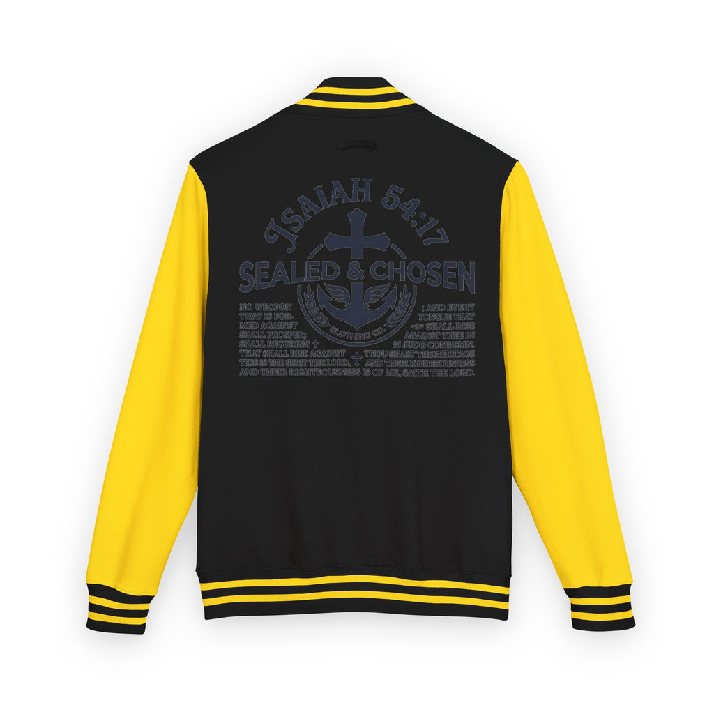 Isaiah 54:17 Varsity Letterman Jacket — Sealed & Chosen Faith Apparel