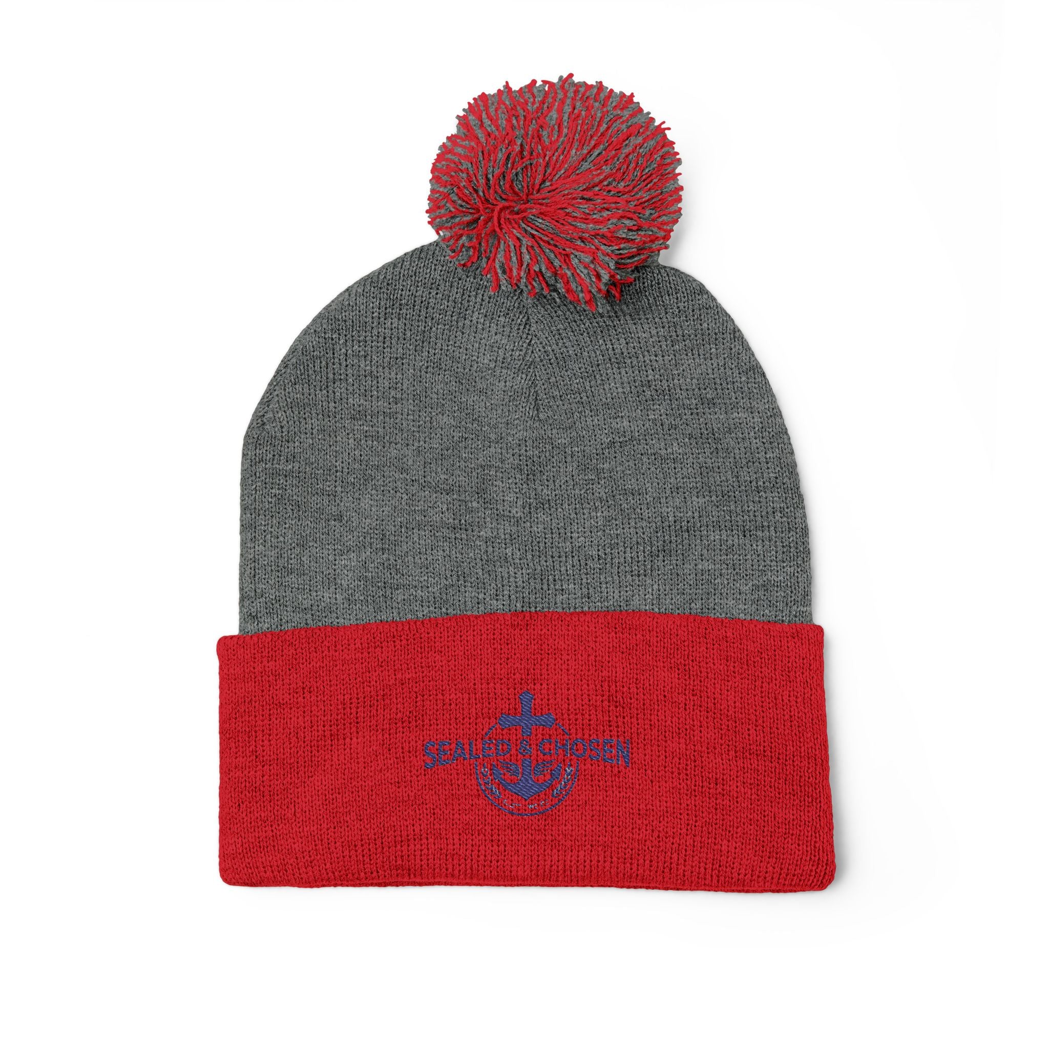 Embroidered Pom-Pom Knit Cap — 'SEALS CHOSEN' Anchor Logo