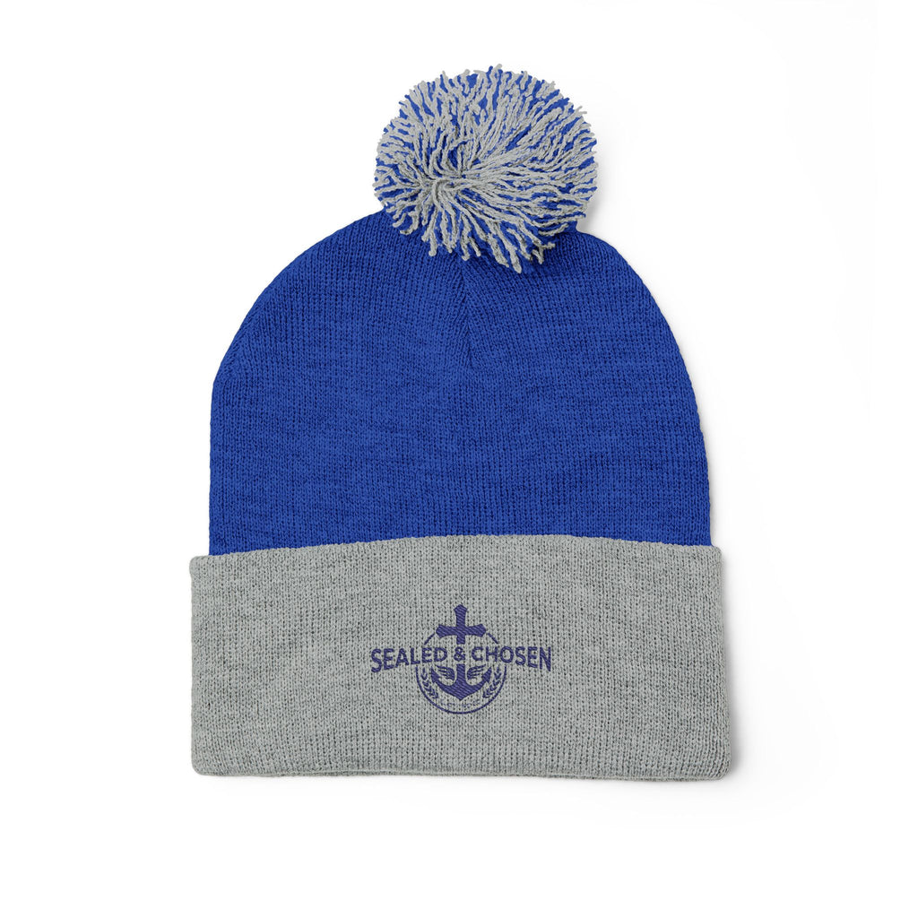 Embroidered Pom-Pom Knit Cap — 'SEALS CHOSEN' Anchor Logo