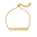 Adjustable Engraved Bar Bracelet — Personalized Gold or Rose-Gold Slider Bracelet