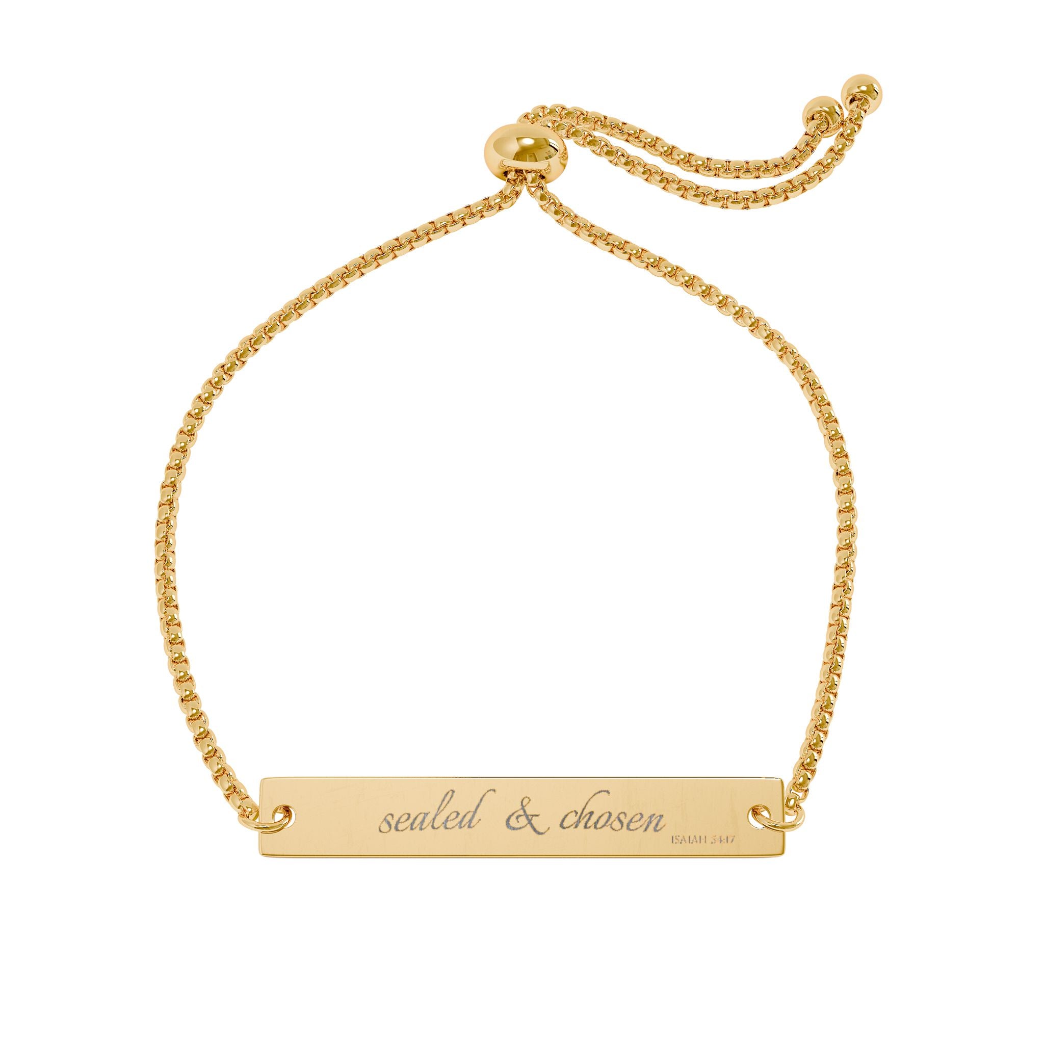 Adjustable Engraved Bar Bracelet — Personalized Gold or Rose-Gold Slider Bracelet