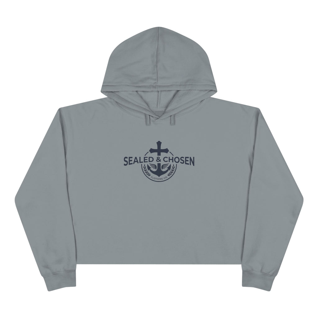 Christian Crop Hoodie — "Sealed & Chosen" Isaiah 54:17 Anchor Design