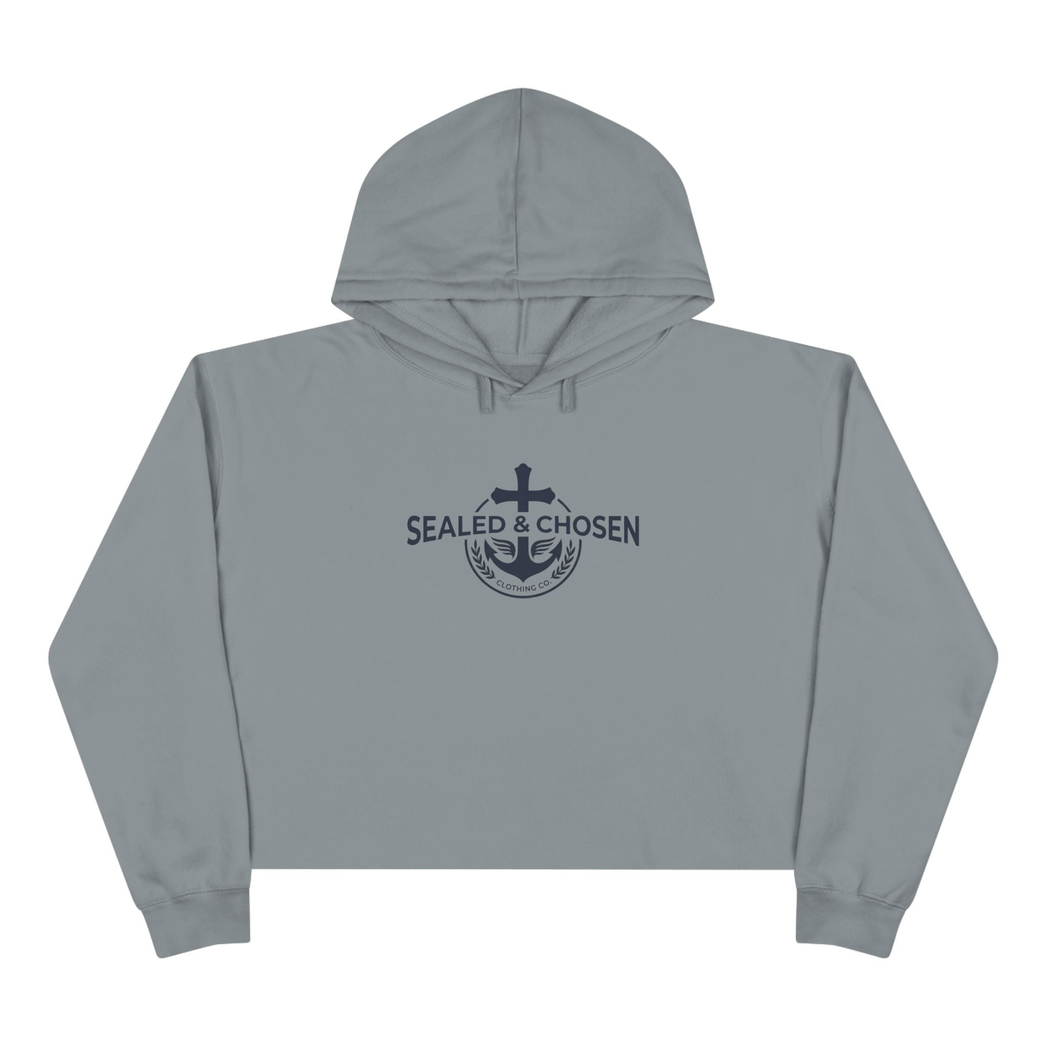 Christian Crop Hoodie — "Sealed & Chosen" Isaiah 54:17 Anchor Design