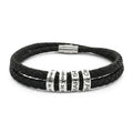 Engraved 'I Love You' Leather Bracelet with Beads
