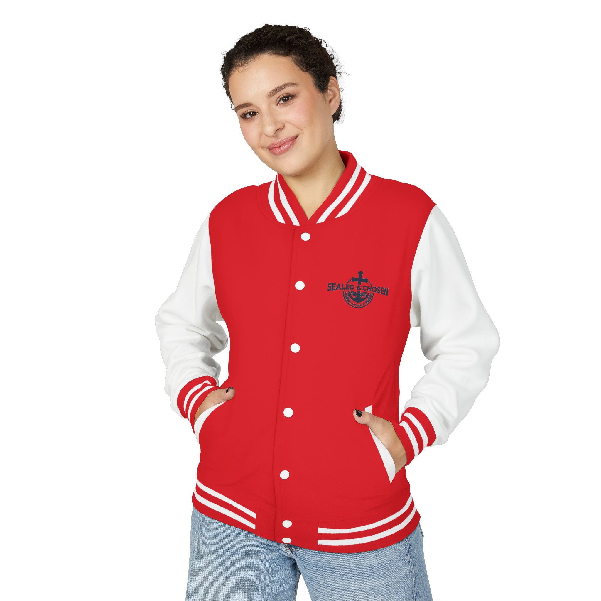 Isaiah 54:17 Varsity Letterman Jacket — Sealed & Chosen Faith Apparel