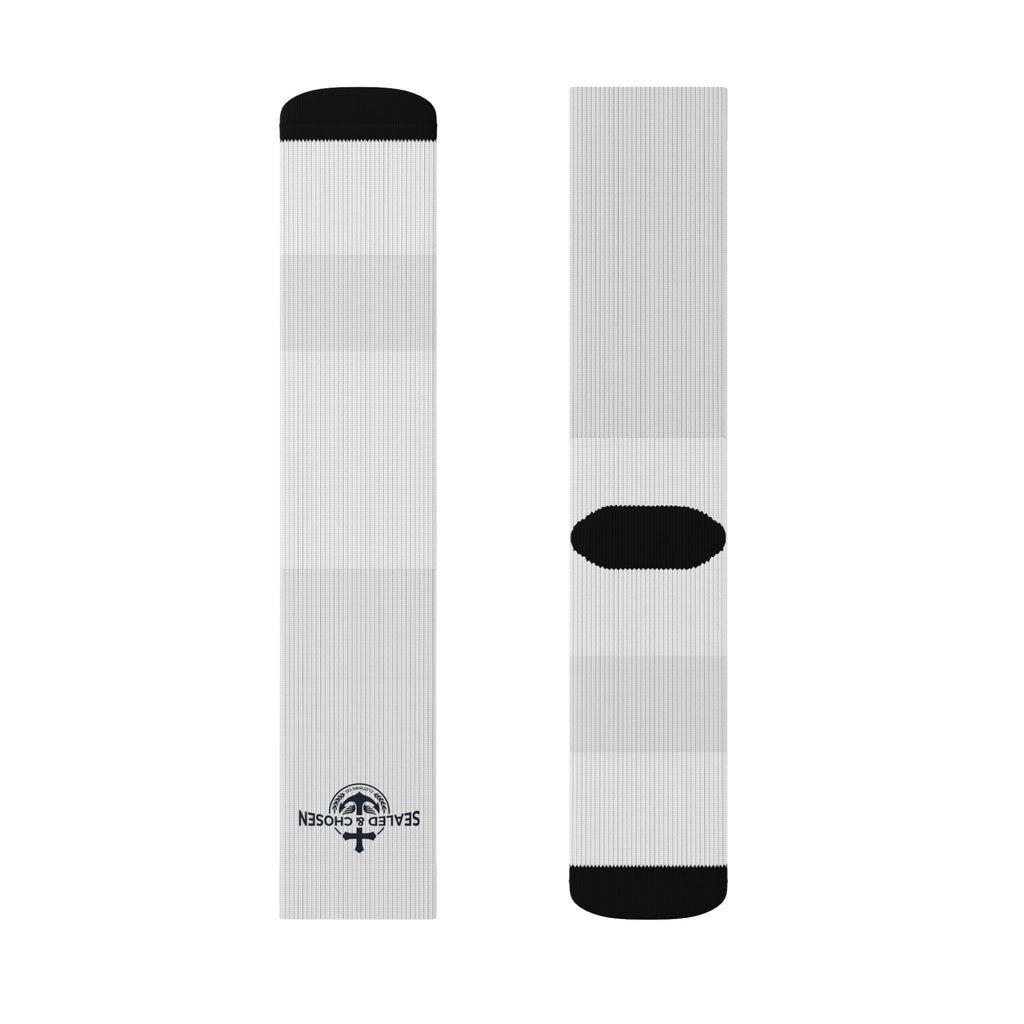 Custom Sublimation Crew Socks — Lightweight White Athletic Socks with Small Logo