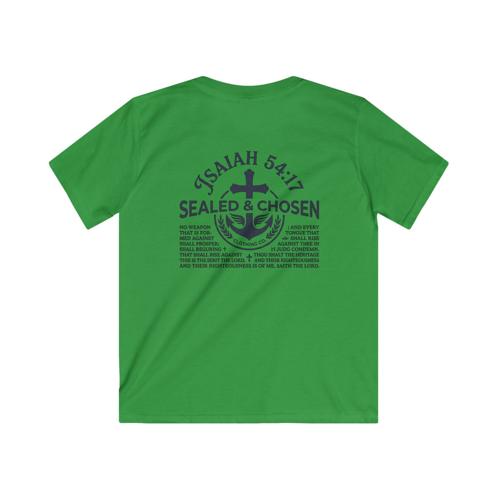 Kids Tee — "Sealed & Chosen" Christian Anchor Shirt (Isaiah 54:17)