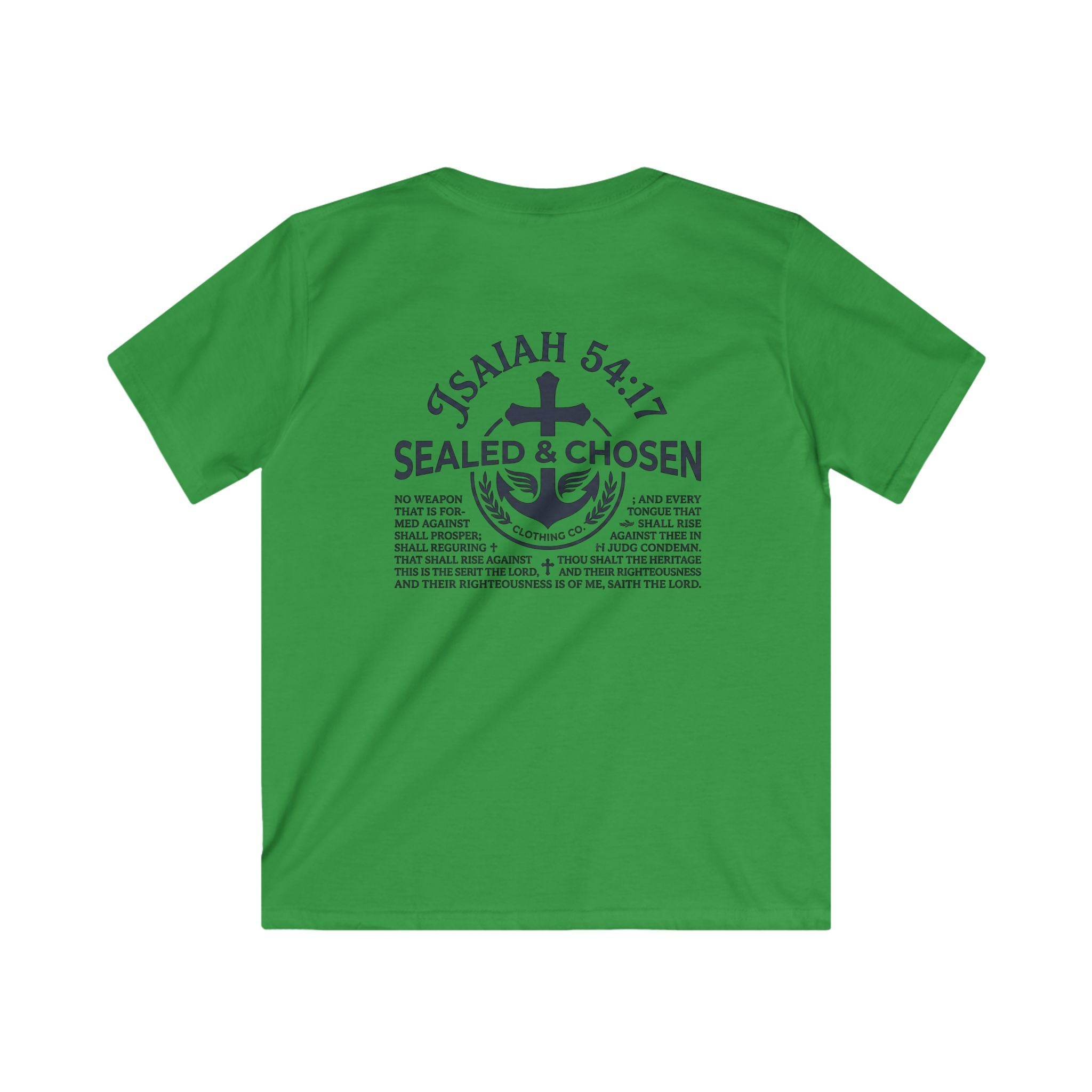 Kids Tee — "Sealed & Chosen" Christian Anchor Shirt (Isaiah 54:17)
