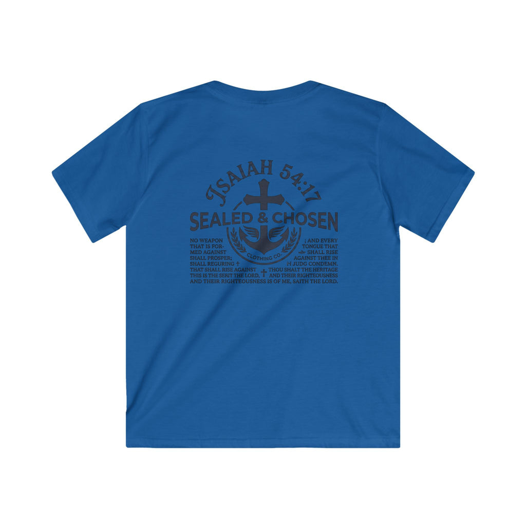 Kids Tee — "Sealed & Chosen" Christian Anchor Shirt (Isaiah 54:17)
