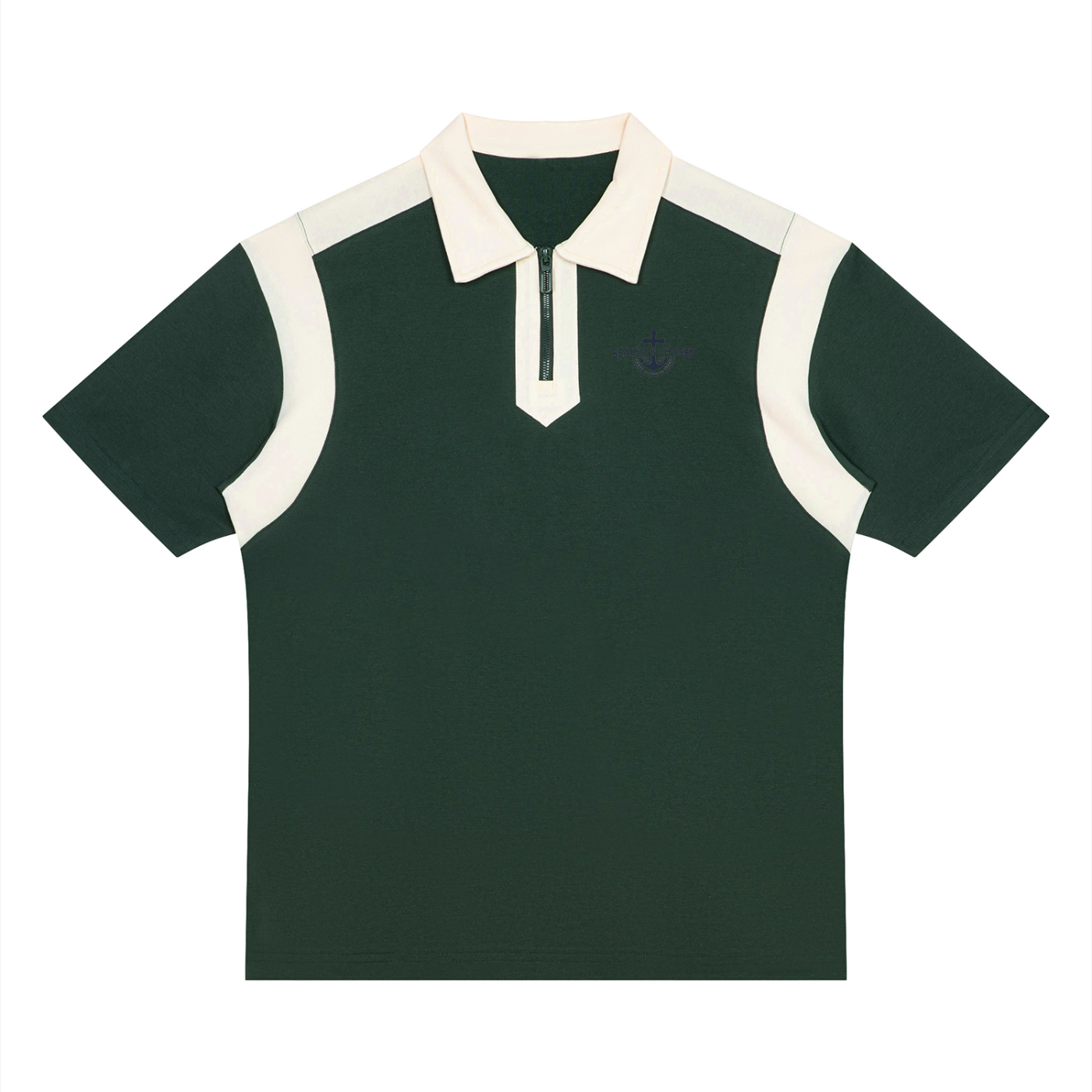 Unisex Color Block Quarter Zip Polo Shirt