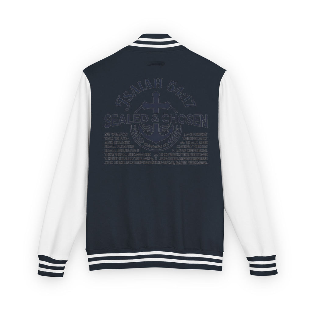 Isaiah 54:17 Varsity Letterman Jacket — Sealed & Chosen Faith Apparel