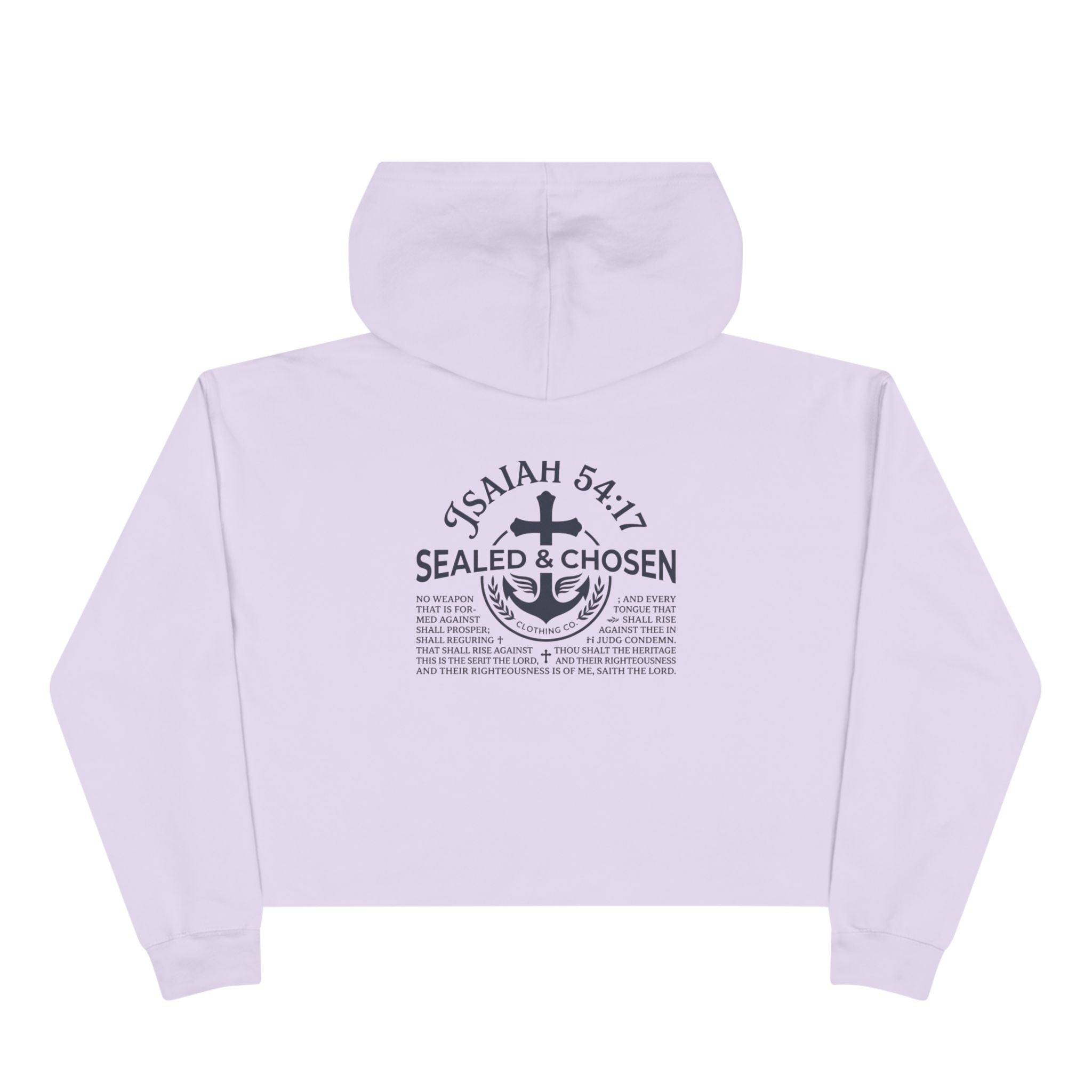 Christian Crop Hoodie — "Sealed & Chosen" Isaiah 54:17 Anchor Design