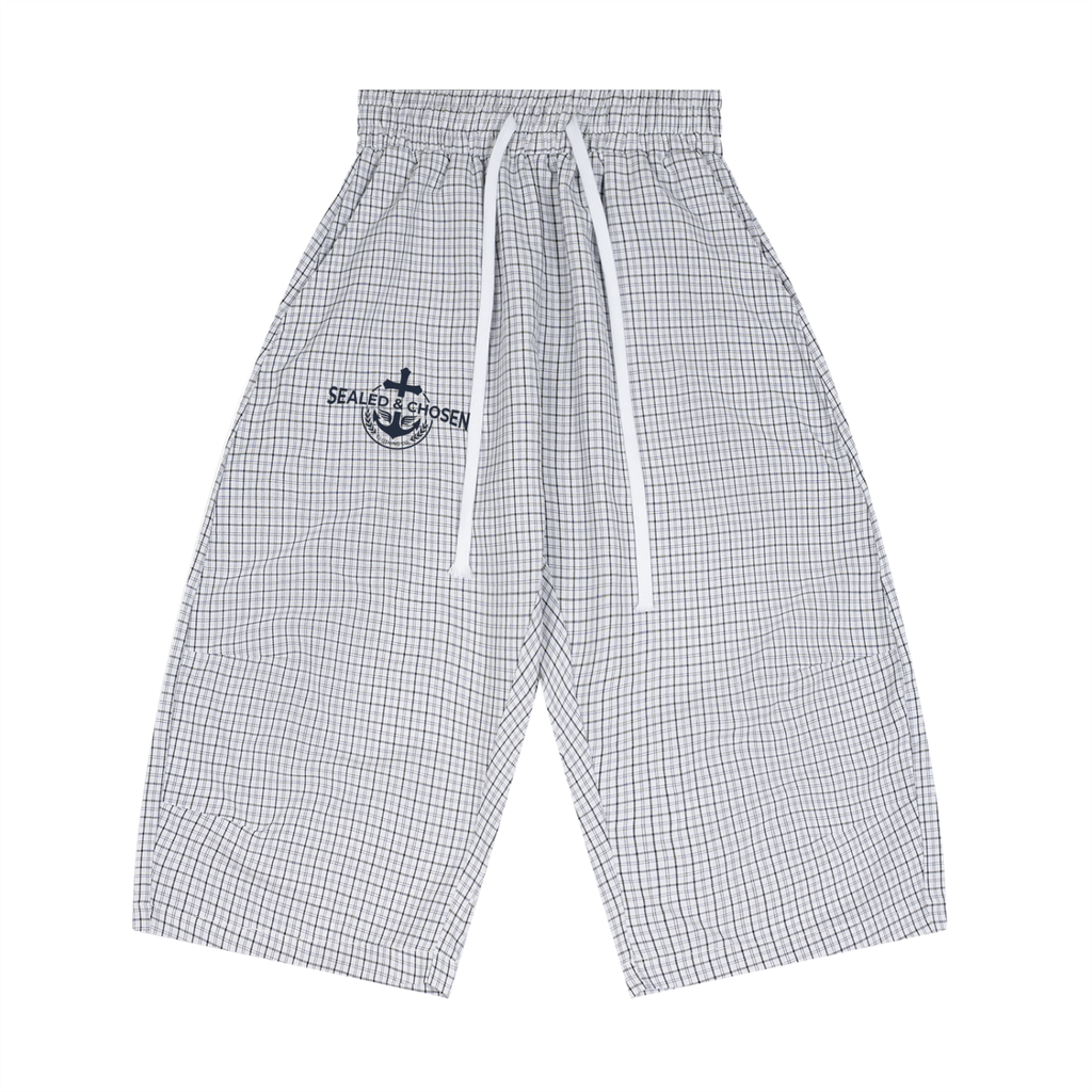 Unisex Plaid Loose Capri Shorts