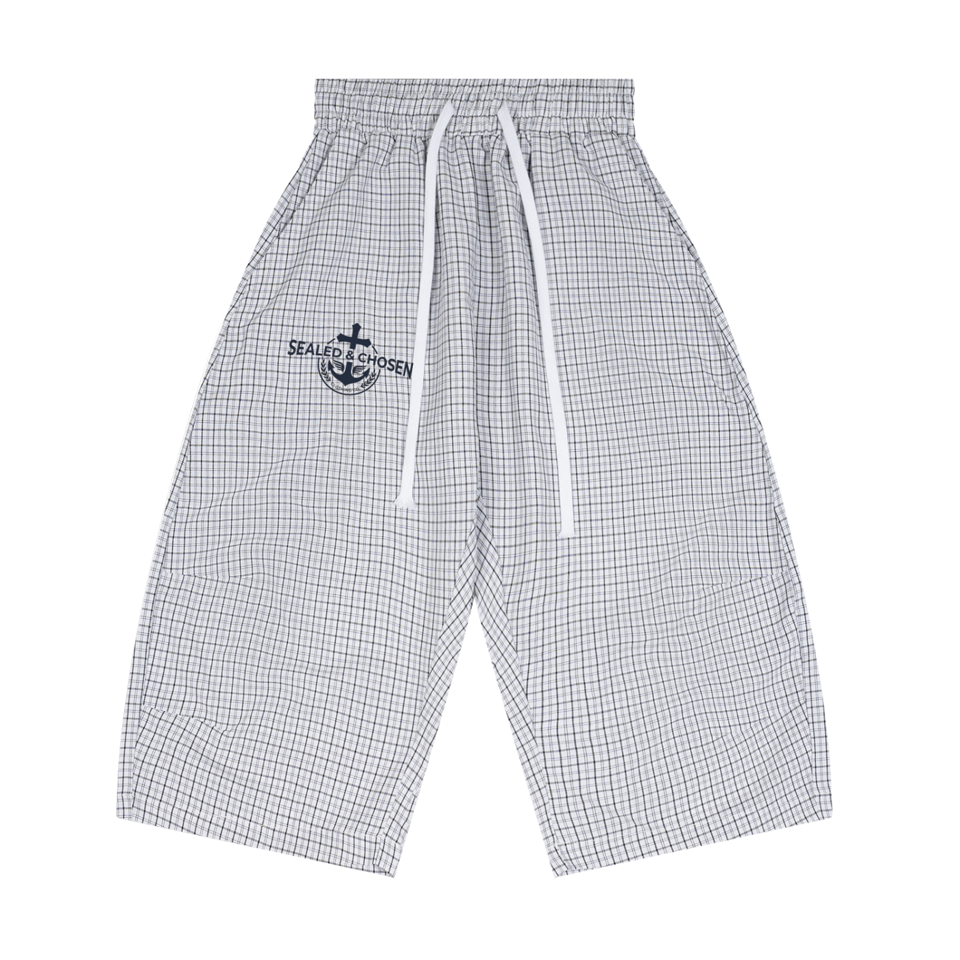 Unisex Plaid Loose Capri Shorts