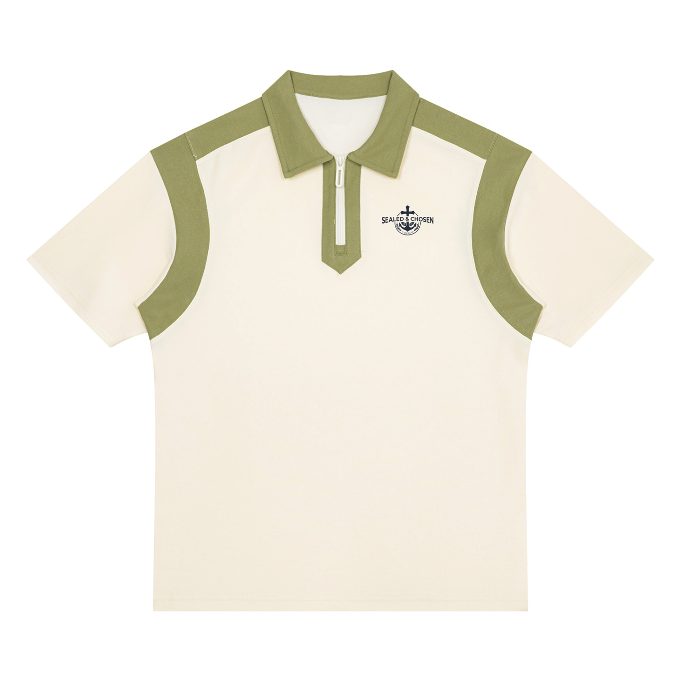 Unisex Color Block Quarter Zip Polo Shirt