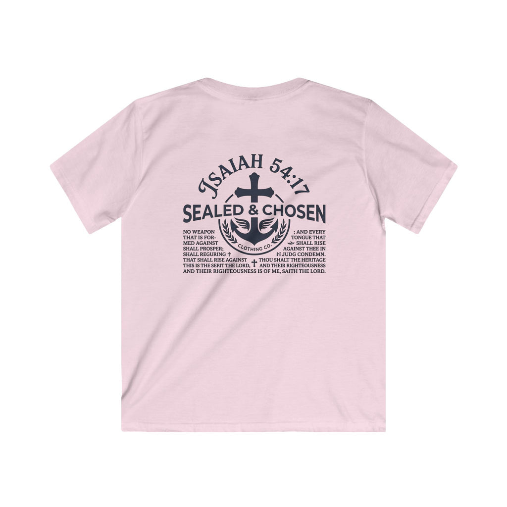 Kids Tee — "Sealed & Chosen" Christian Anchor Shirt (Isaiah 54:17)