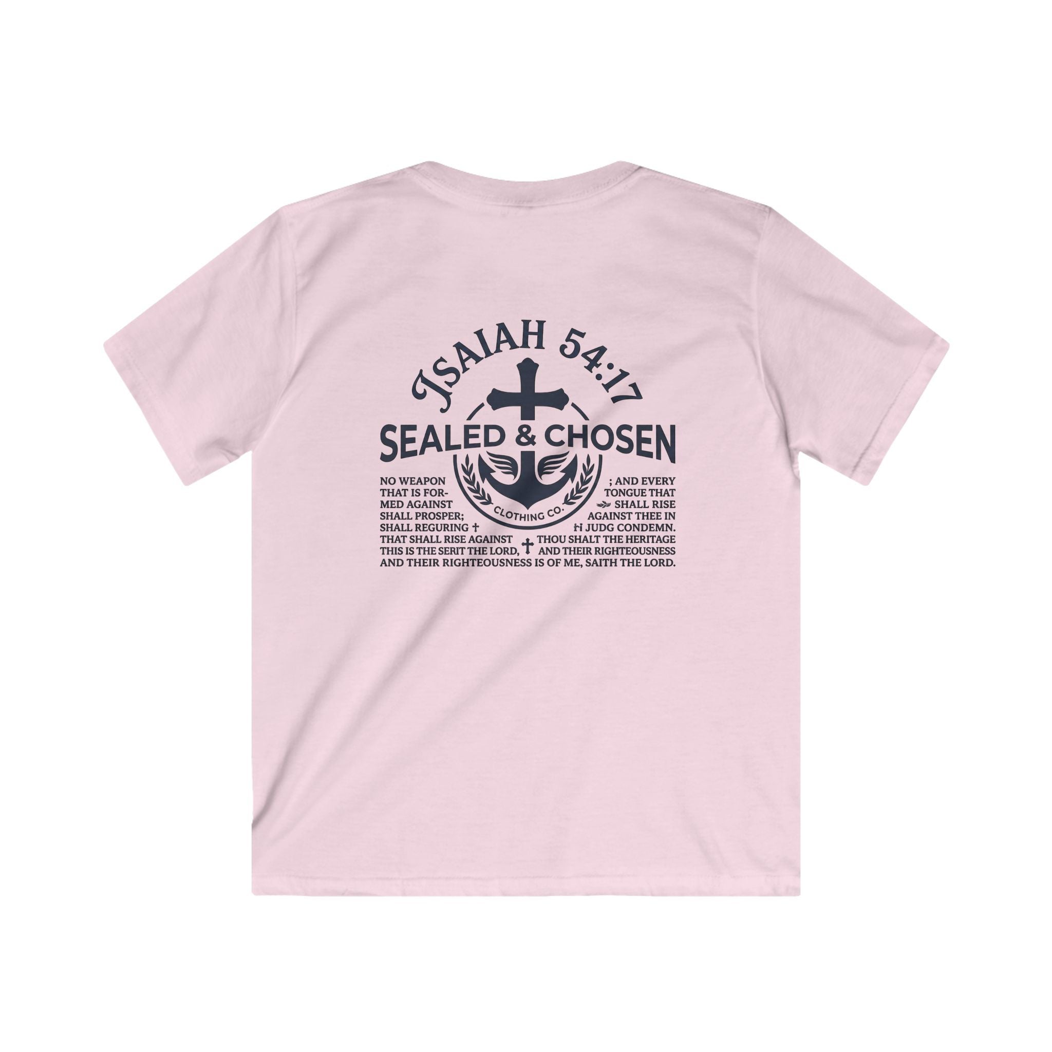 Kids Tee — "Sealed & Chosen" Christian Anchor Shirt (Isaiah 54:17)