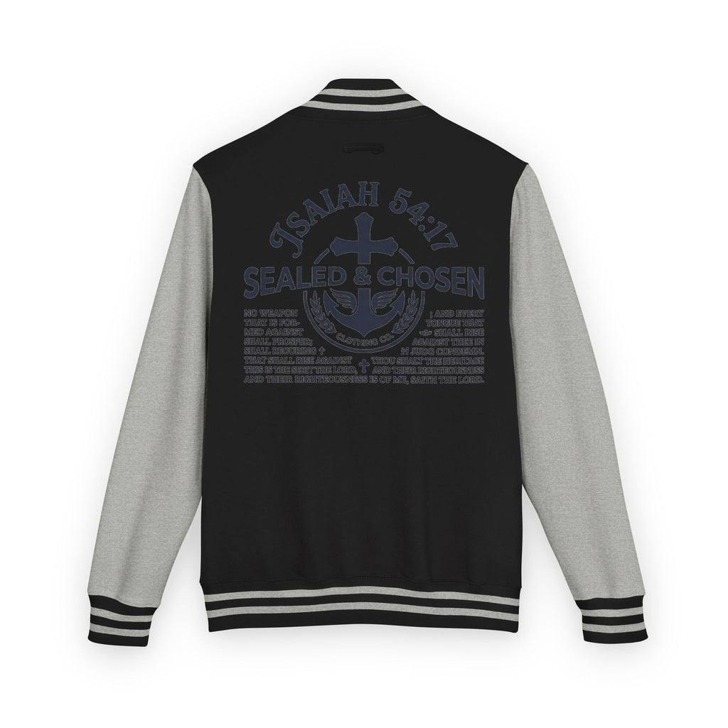 Isaiah 54:17 Varsity Letterman Jacket — Sealed & Chosen Faith Apparel