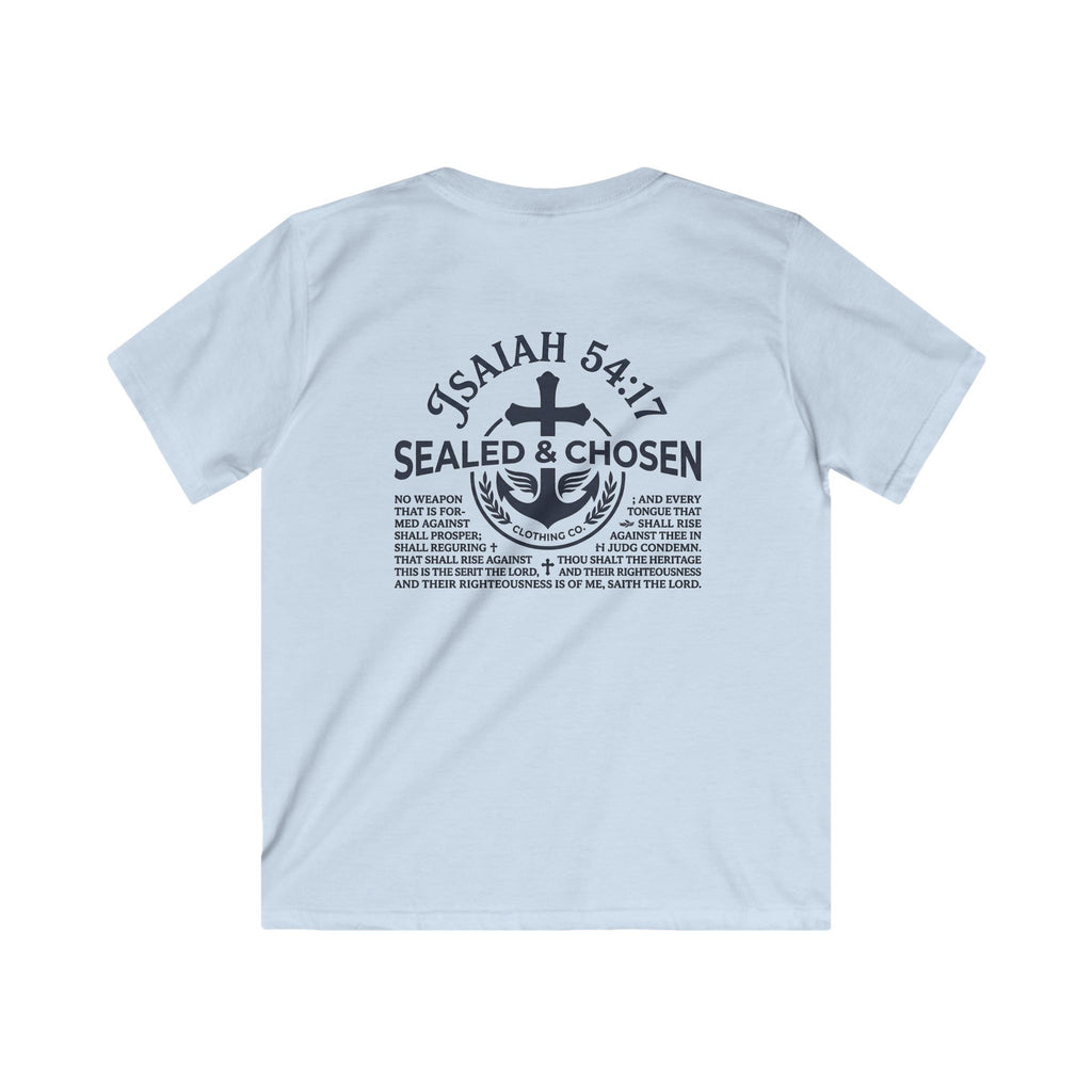 Kids Tee — "Sealed & Chosen" Christian Anchor Shirt (Isaiah 54:17)