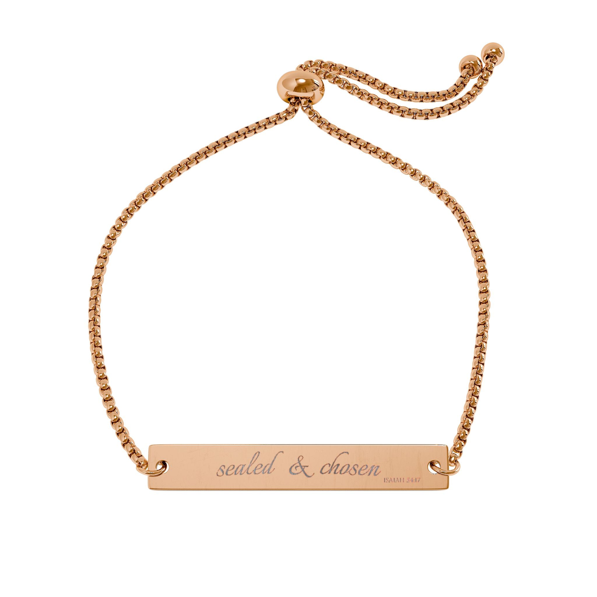 Adjustable Engraved Bar Bracelet — Personalized Gold or Rose-Gold Slider Bracelet