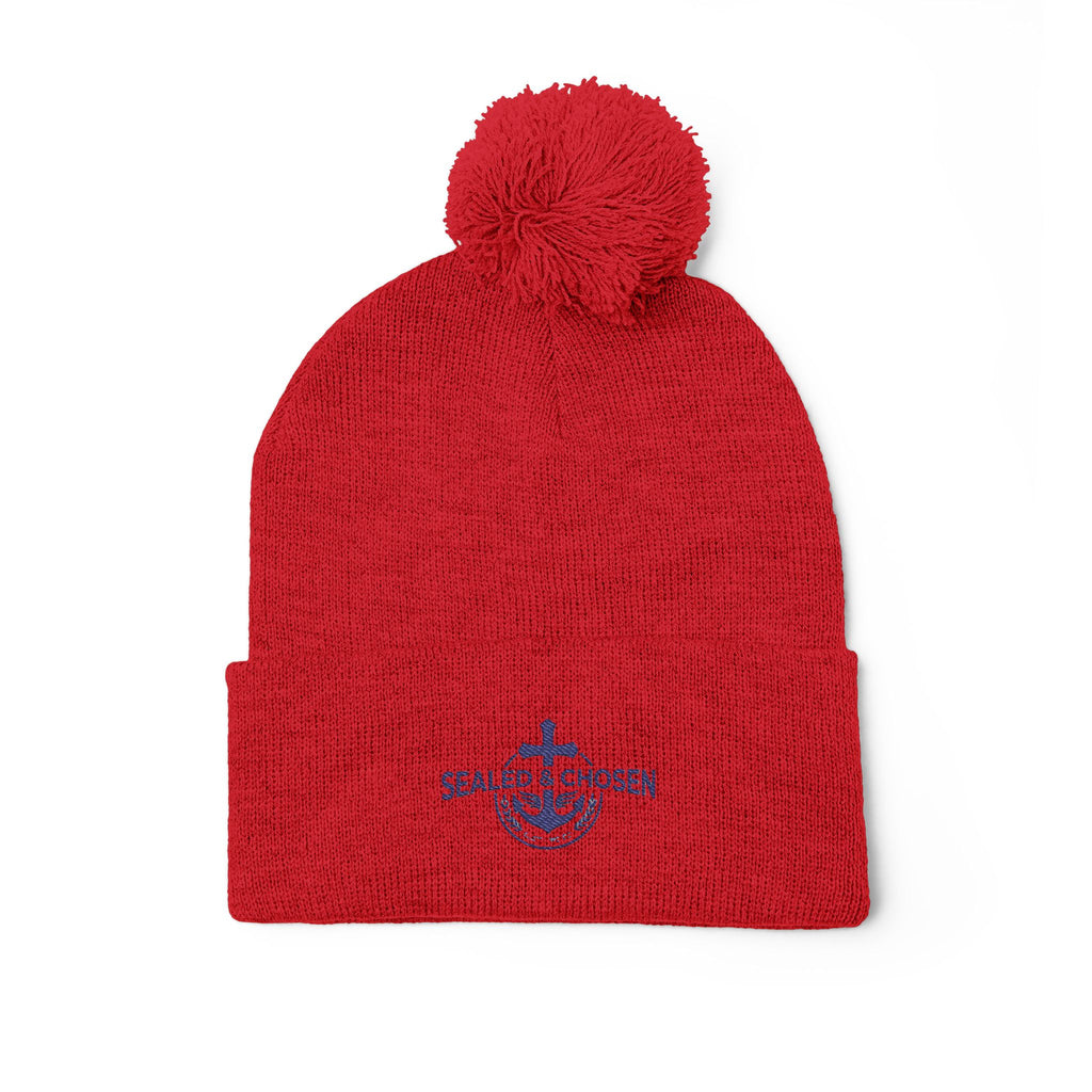 Embroidered Pom-Pom Knit Cap — 'SEALS CHOSEN' Anchor Logo