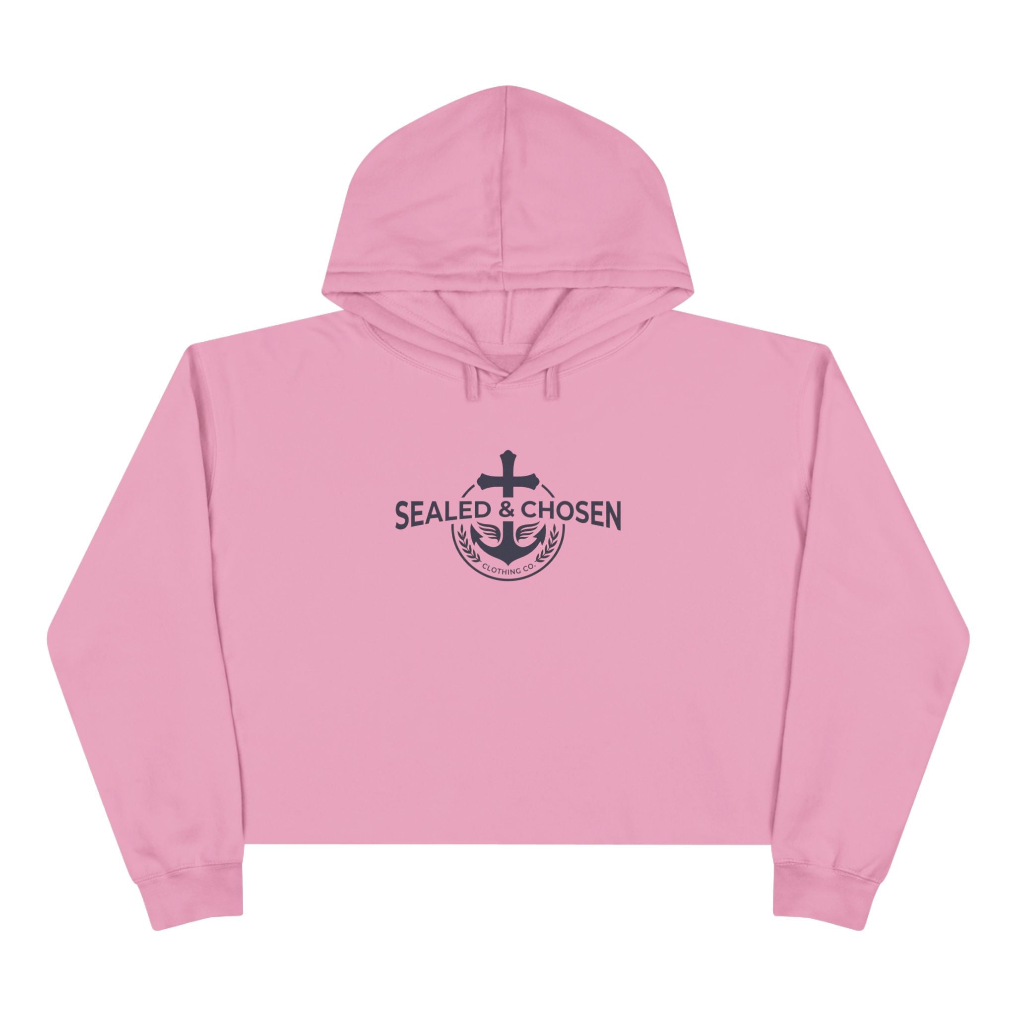 Christian Crop Hoodie — "Sealed & Chosen" Isaiah 54:17 Anchor Design
