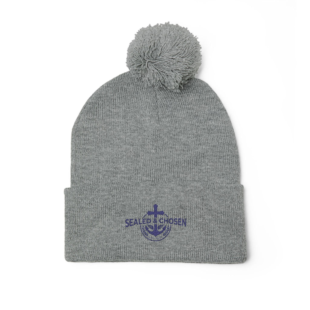 Embroidered Pom-Pom Knit Cap — 'SEALS CHOSEN' Anchor Logo