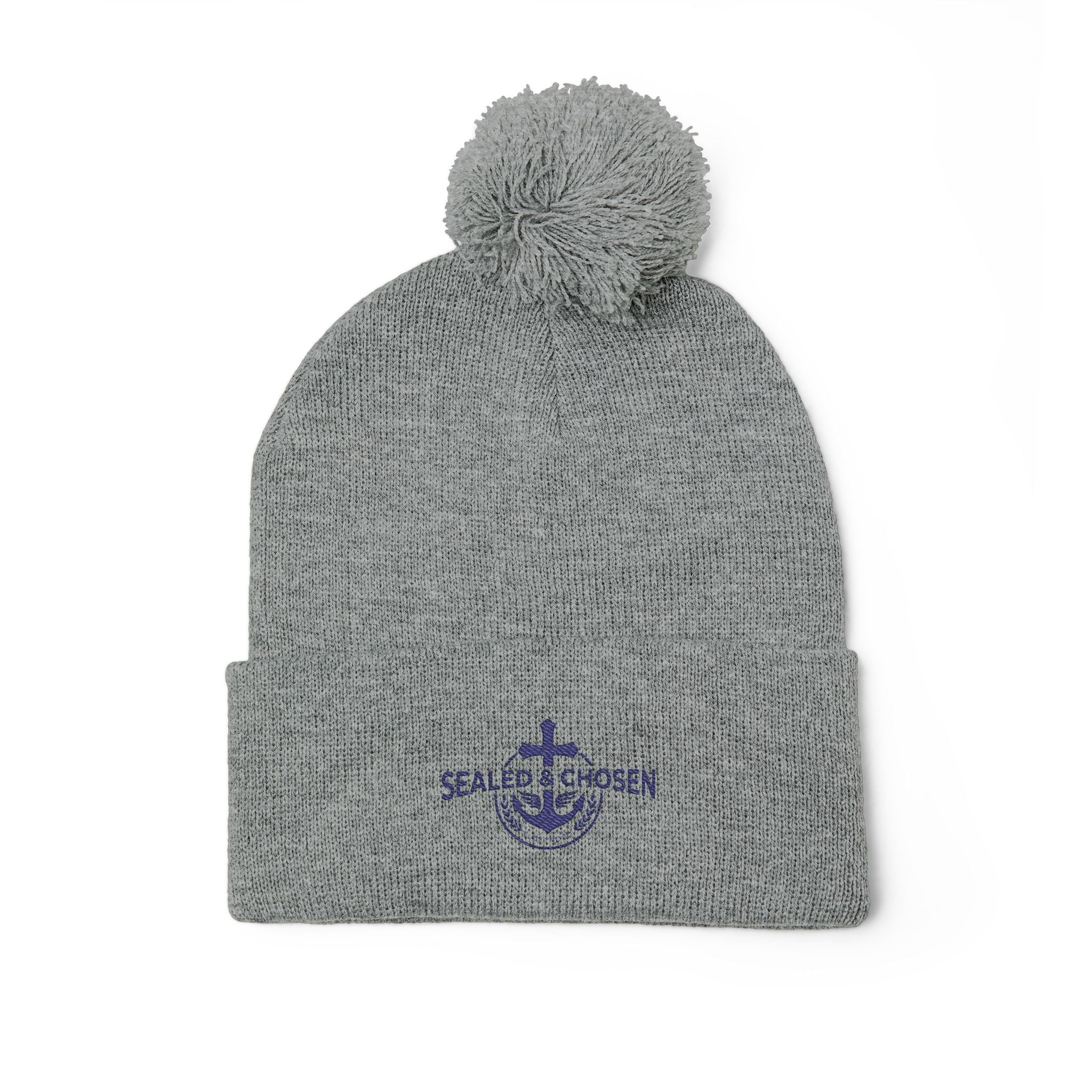 Embroidered Pom-Pom Knit Cap — 'SEALS CHOSEN' Anchor Logo