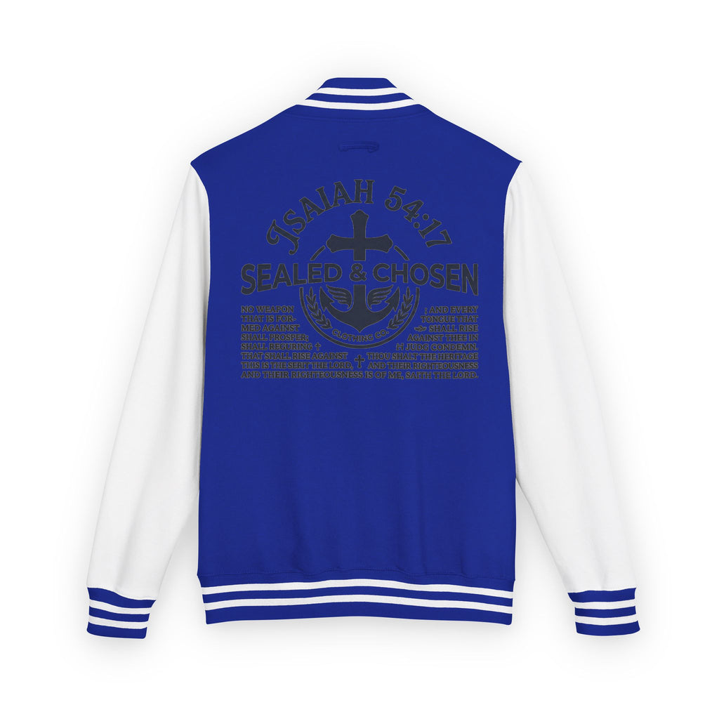 Isaiah 54:17 Varsity Letterman Jacket — Sealed & Chosen Faith Apparel